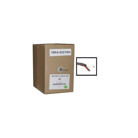 Cable Wholesale Shielded Security/Alarm Wire, Gray, 22/2 (22AWG 2 Conductor), Stranded, CMR / Inwall rated,  10K4-52212SH